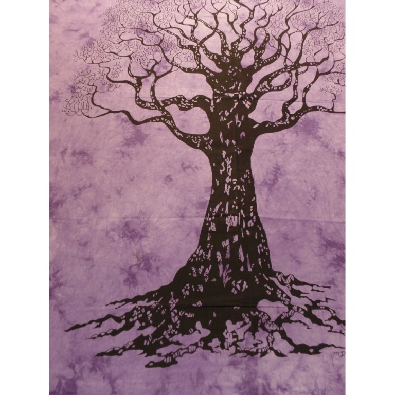 Tenture maxi violette arbre de vie