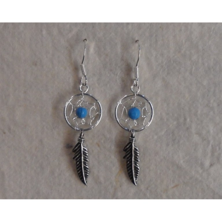 Boucles d'oreilles attrapes rêves 12 perle bleue