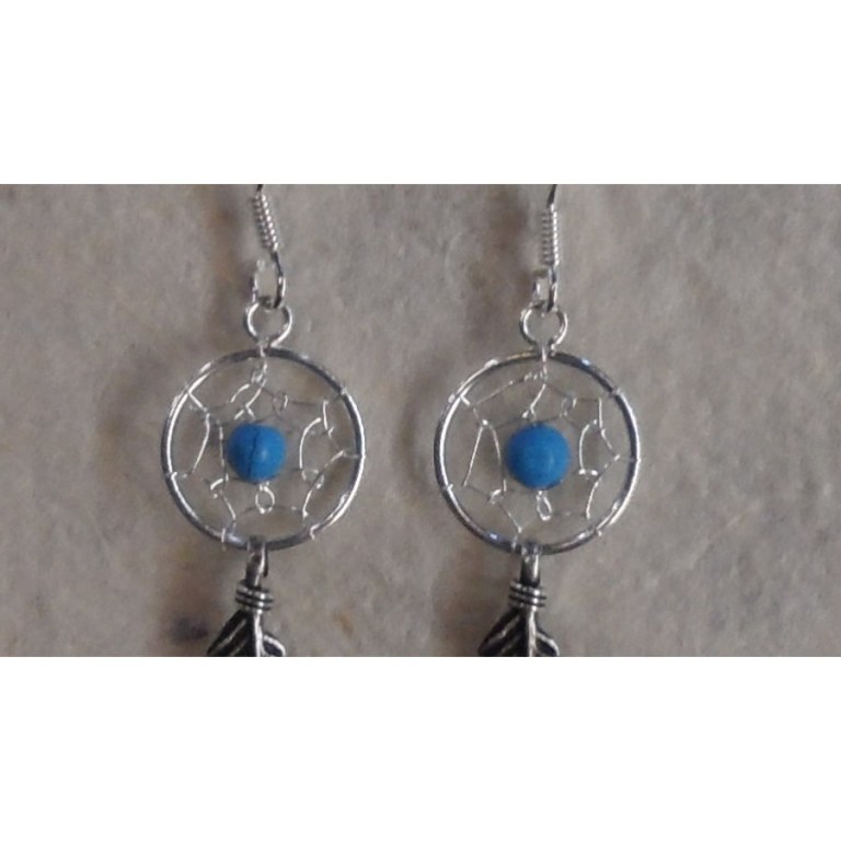 Boucles d'oreilles attrapes rêves 12 perle bleue