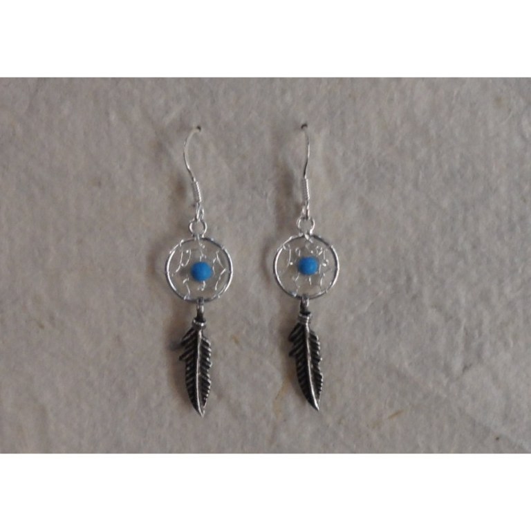 Boucles d'oreilles attrapes rêves 10 perle bleue