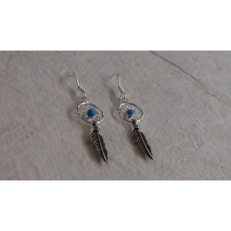 Boucles d'oreilles attrapes rêves 10 perle bleue