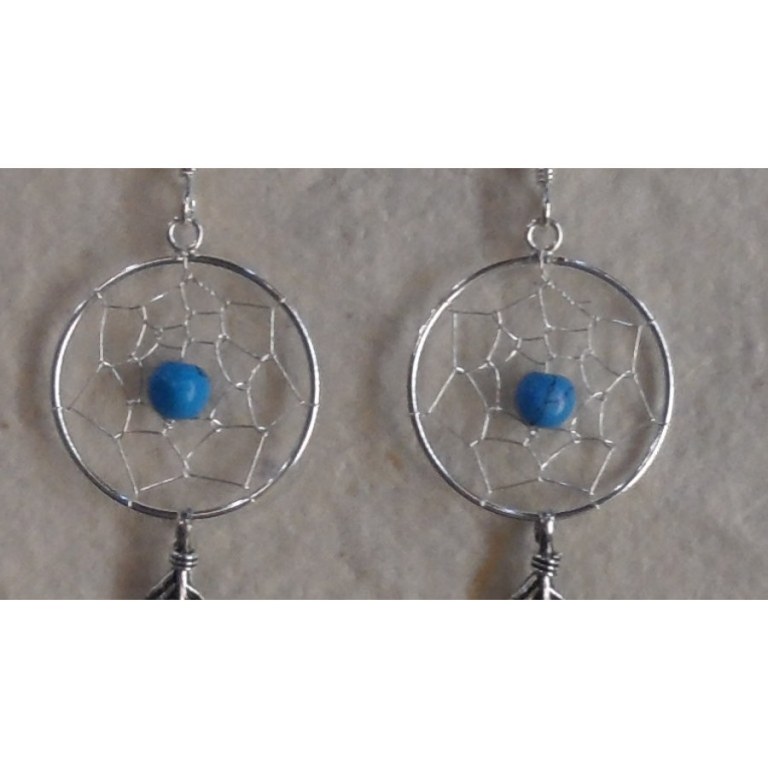 Boucles d'oreilles attrapes rêves 17 perle bleue