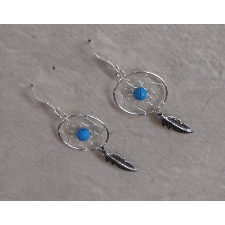 Boucles d'oreilles attrapes rêves 17 perle bleue