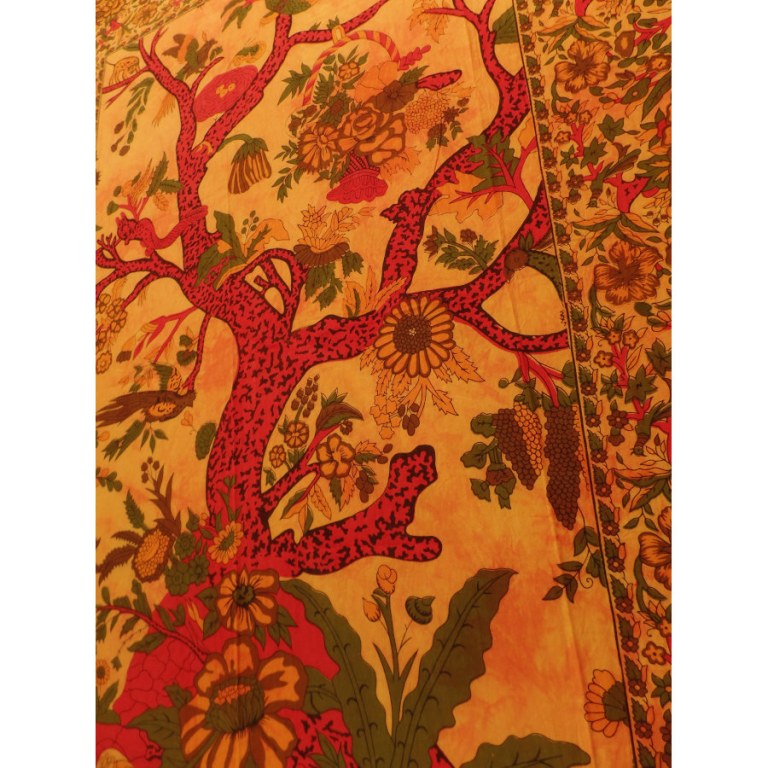 Tenture arbre de vie rouge et orange vif