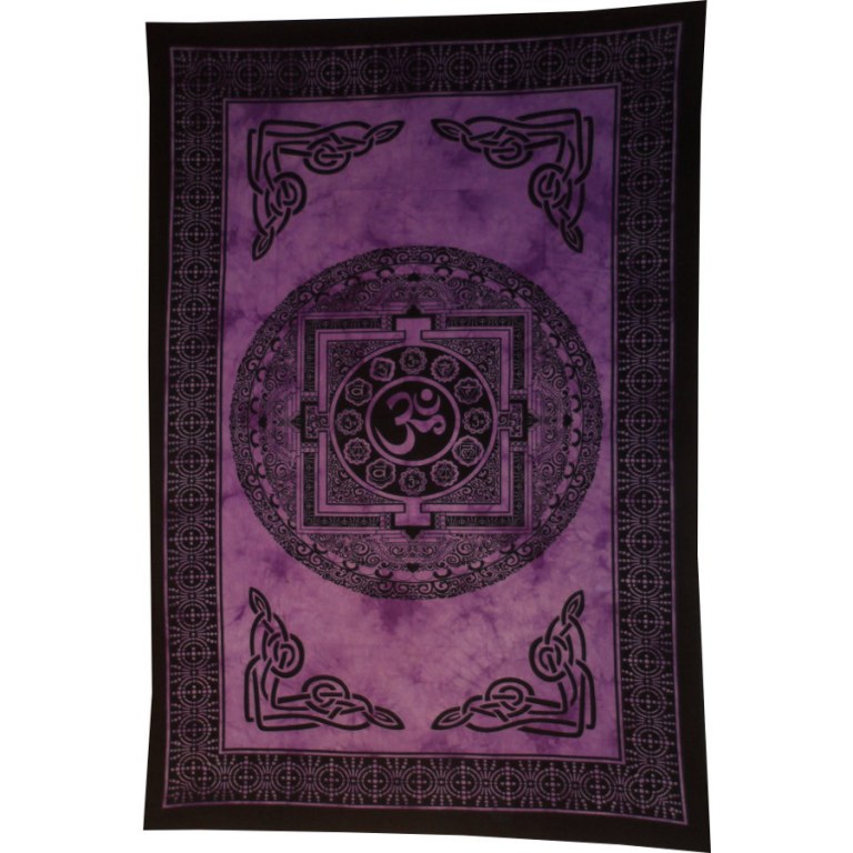 Tenture mandala Aum violet