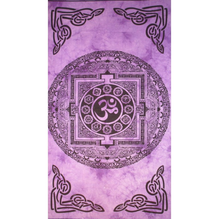 Tenture mandala Aum violet