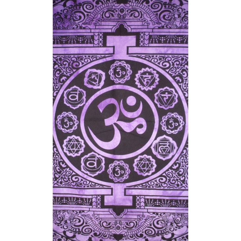 Tenture mandala Aum violet