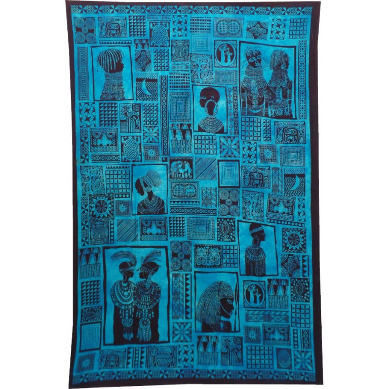 Tenture patchwork africa bleue