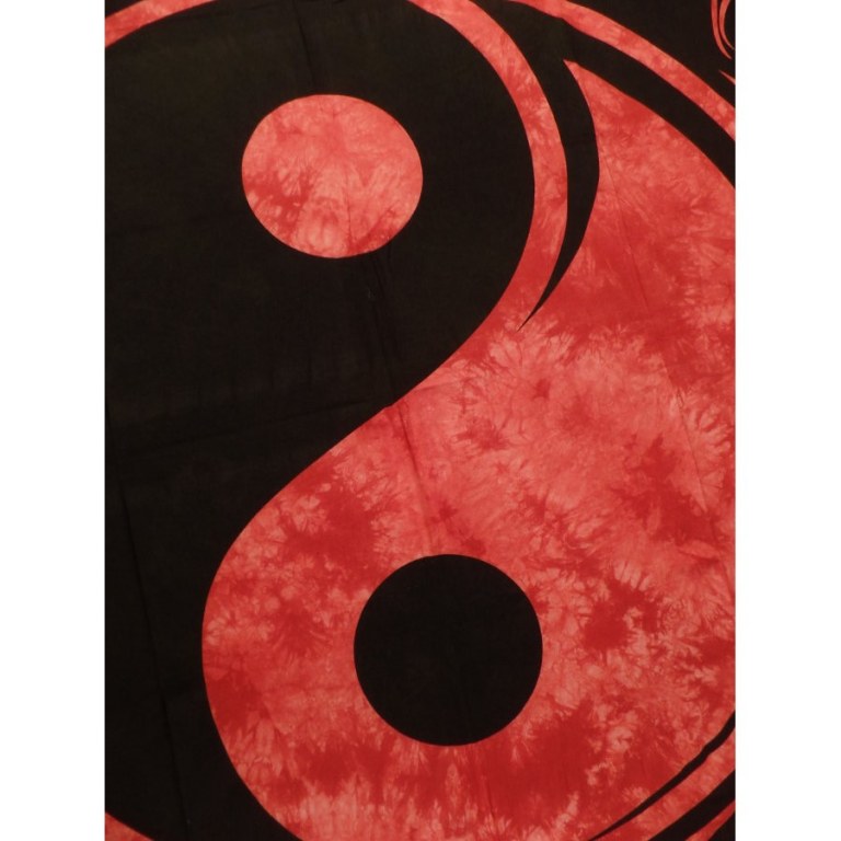 Tenture yin yang noir/rouge
