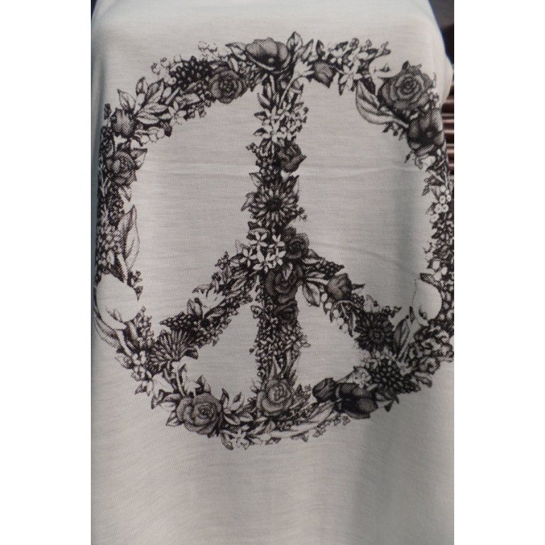 Débardeur peace and love power flower noir/blanc