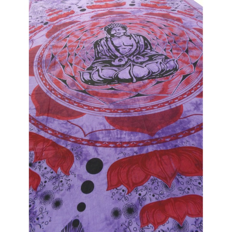 Tenture rouge/mauve Bouddha lotus
