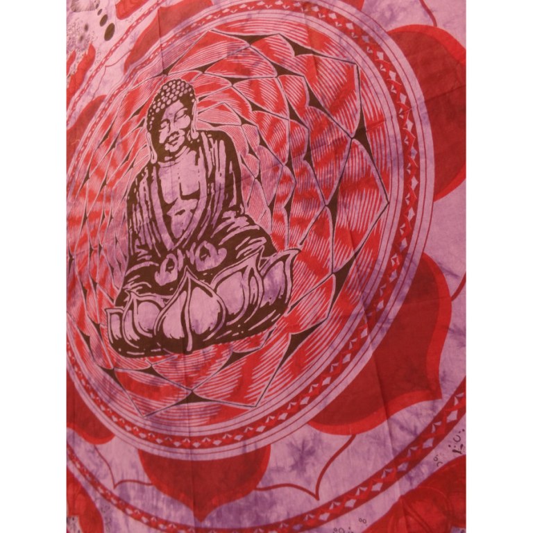 Tenture rouge/mauve Bouddha lotus