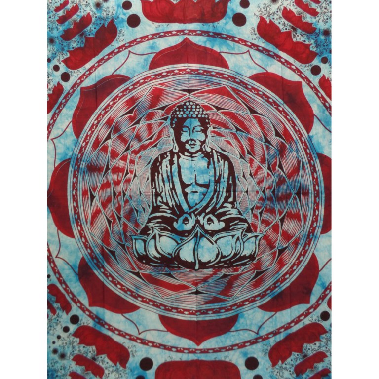 Tenture bleu/bordeaux Bouddha lotus