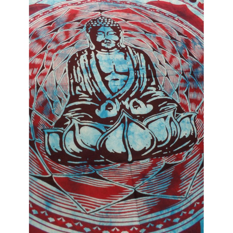 Tenture bleu/bordeaux Bouddha lotus