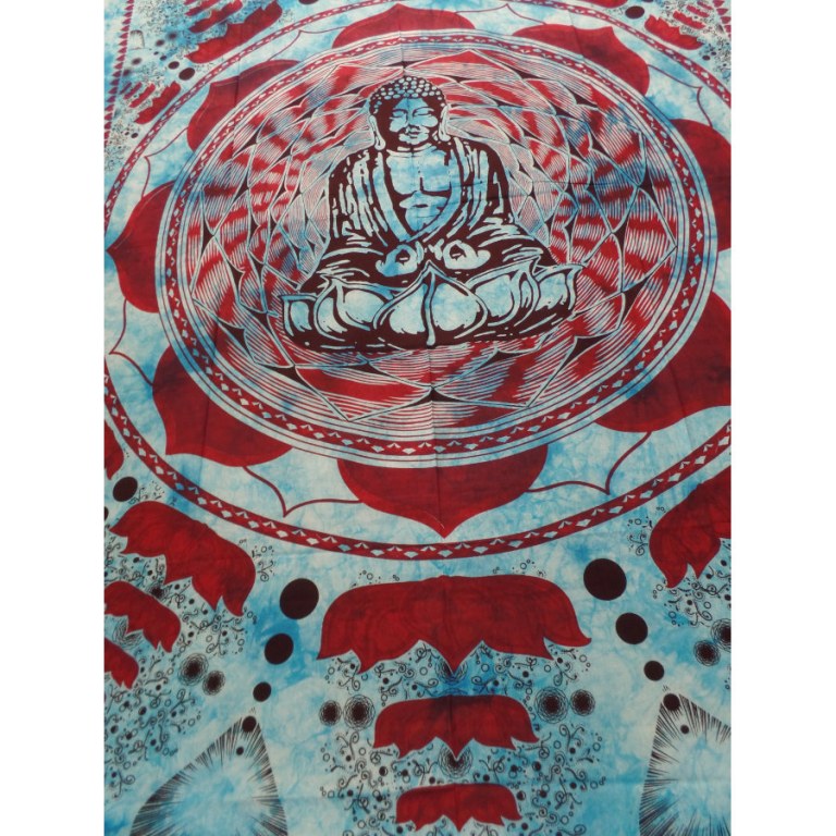 Tenture bleu/bordeaux Bouddha lotus