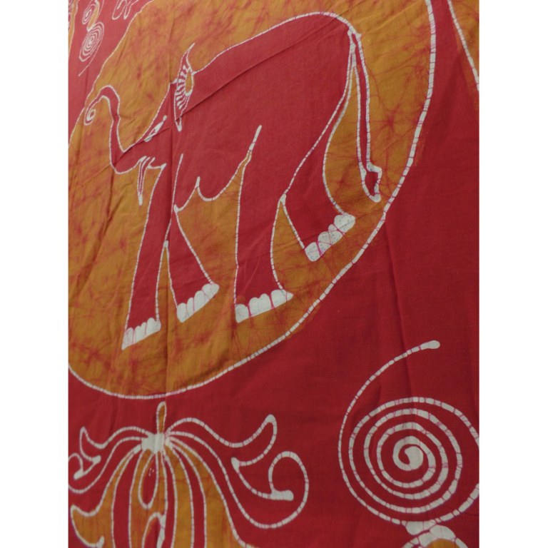 Tenture batik éléphant rouge