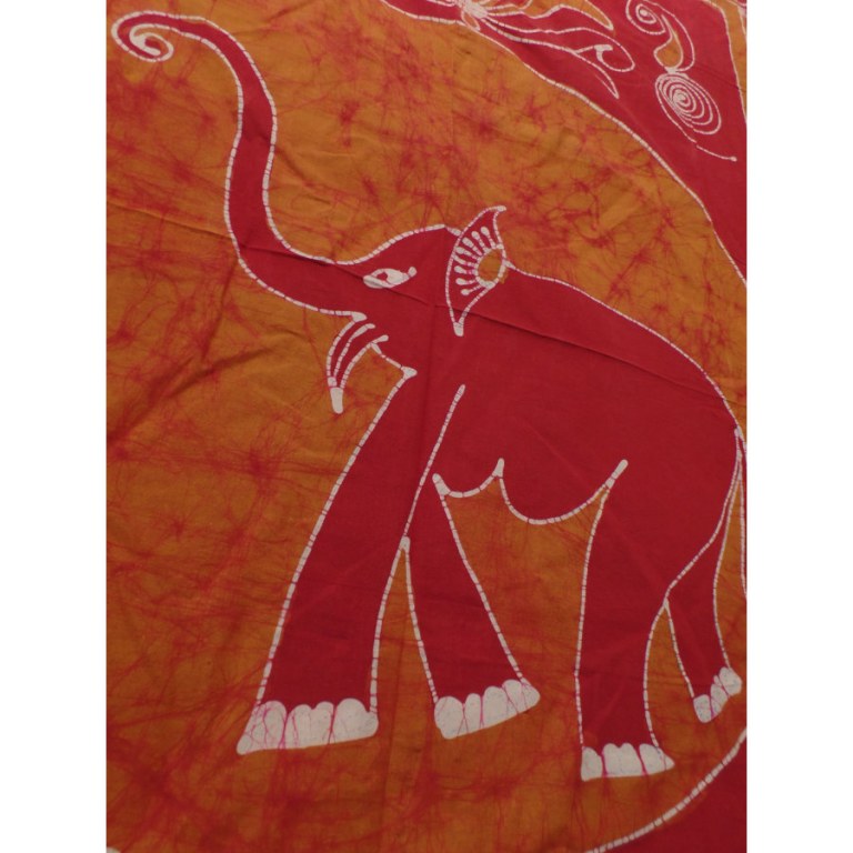 Tenture batik éléphant rouge