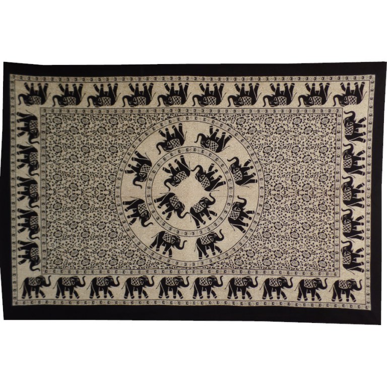 Tenture beige le défilé des éléphants noirs