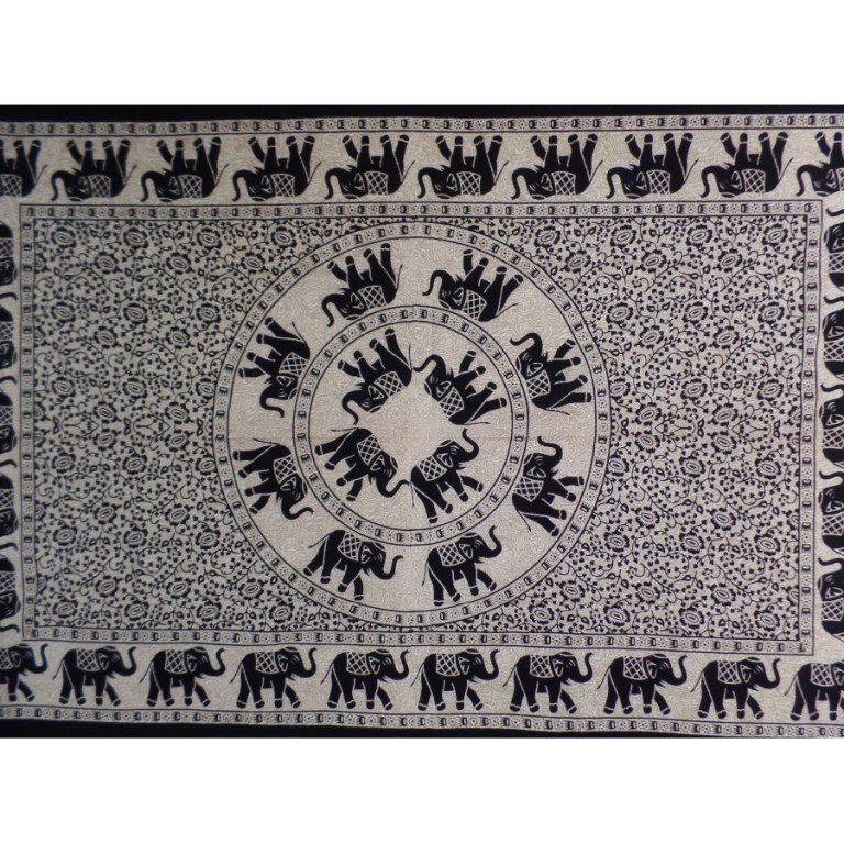 Tenture beige le défilé des éléphants noirs