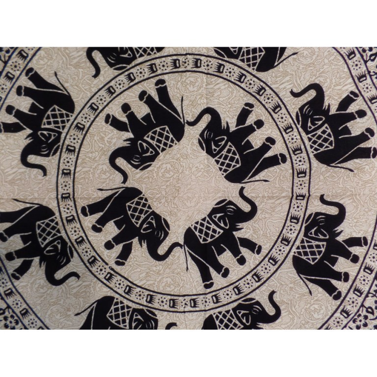Tenture beige le défilé des éléphants noirs