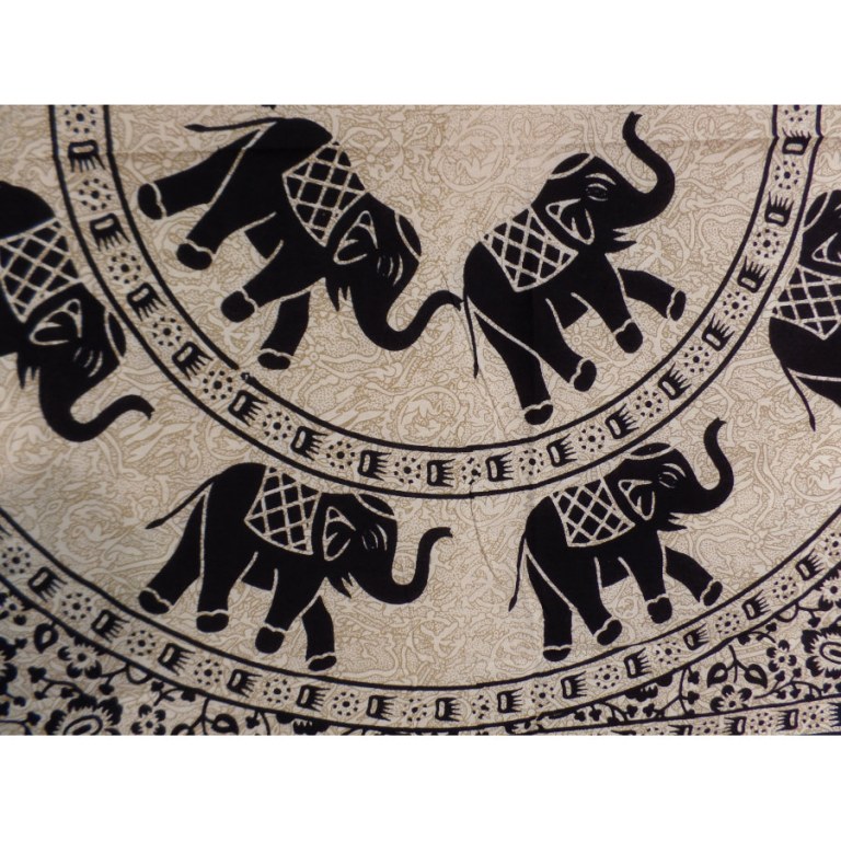 Tenture beige le défilé des éléphants noirs