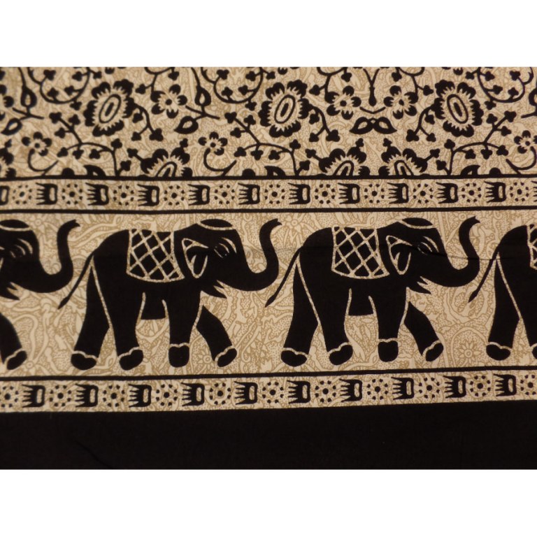 Tenture beige le défilé des éléphants noirs