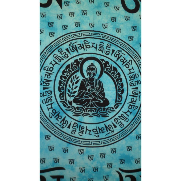 Tenture bleue Bouddha Aum