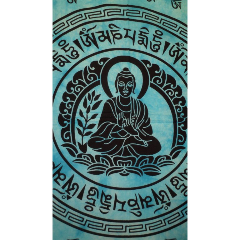 Tenture bleue Bouddha Aum