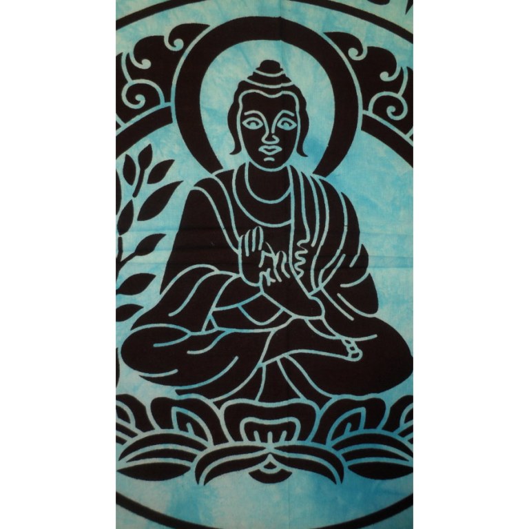 Tenture bleue Bouddha Aum