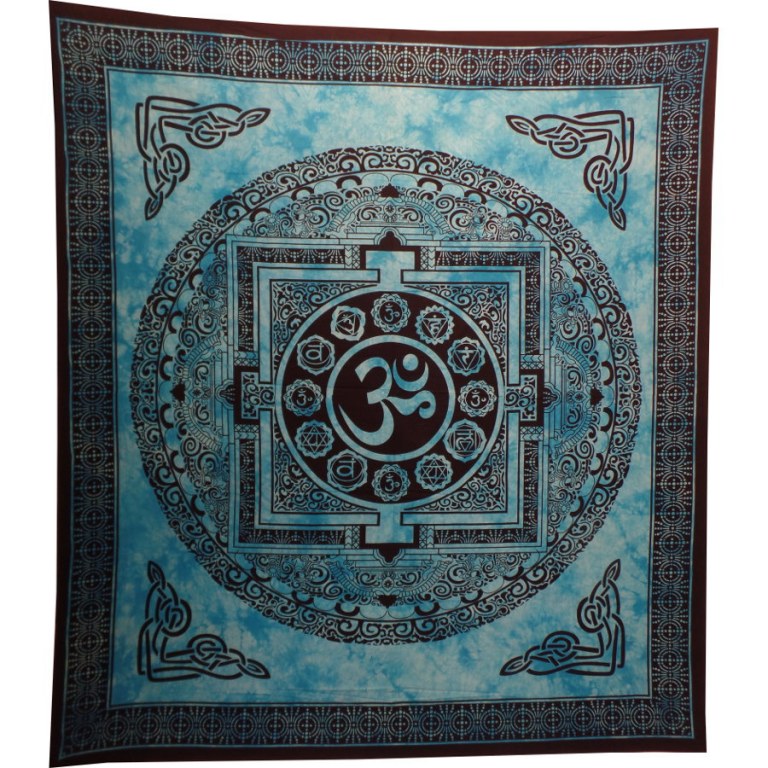 Tenture maxi mandala Aum bleu