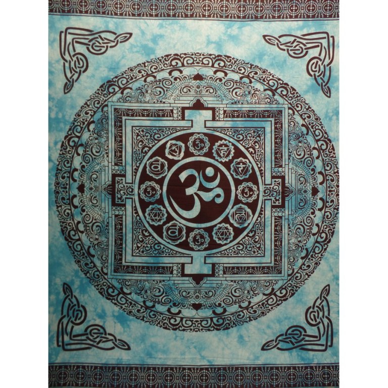 Tenture maxi mandala Aum bleu