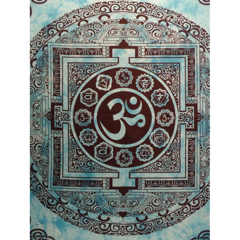 Tenture maxi mandala Aum bleu