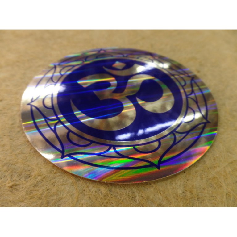 Autocollant argent/bleu Aum