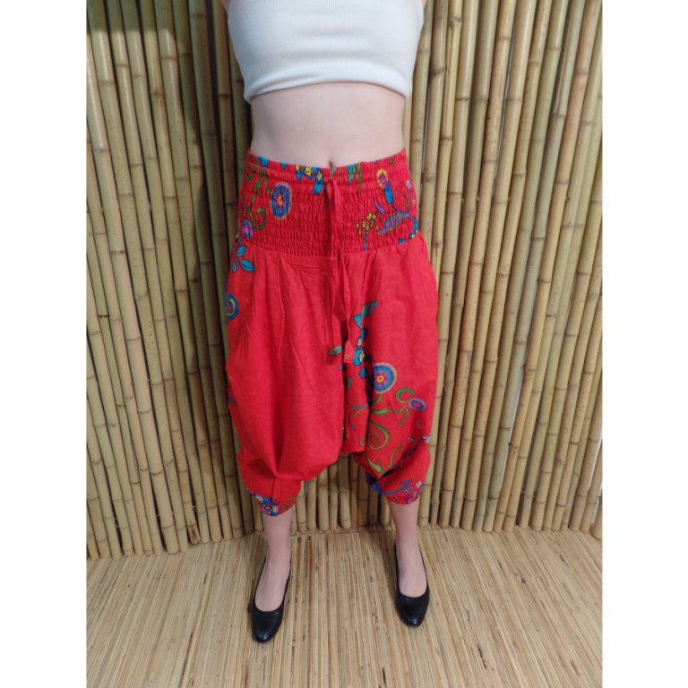 Sarouel/bustier floral pomme rouge
