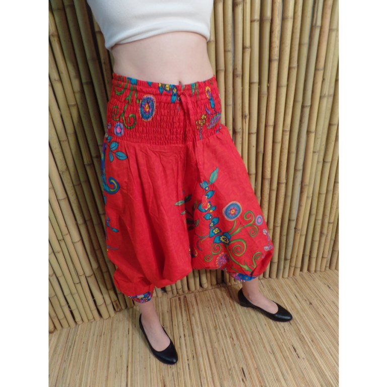 Sarouel/bustier floral pomme rouge