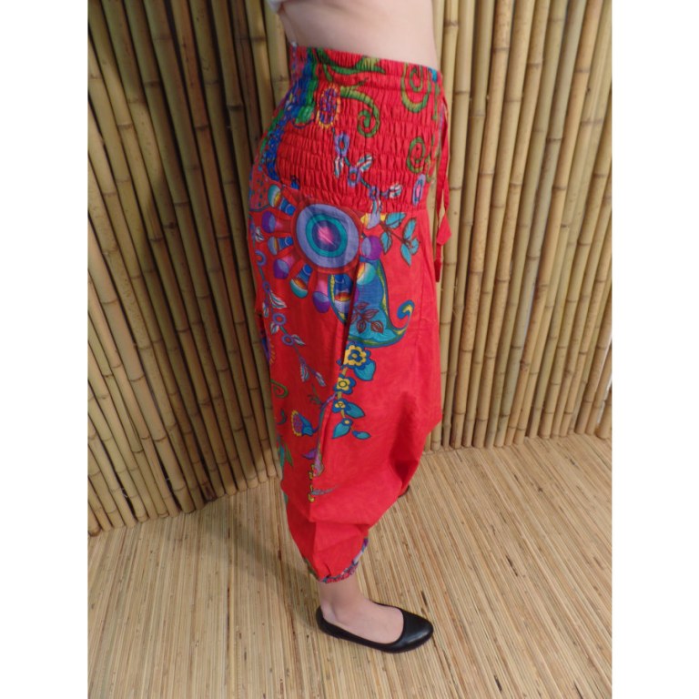 Sarouel/bustier floral pomme rouge