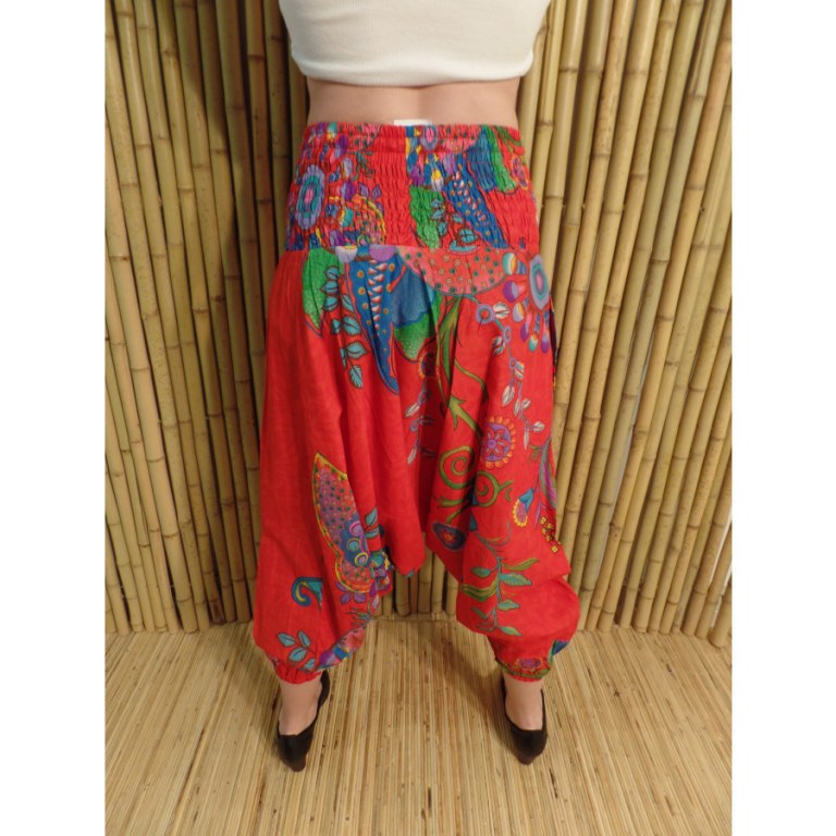 Sarouel/bustier floral pomme rouge
