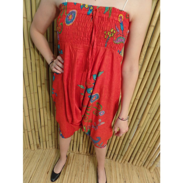 Sarouel/bustier floral pomme rouge