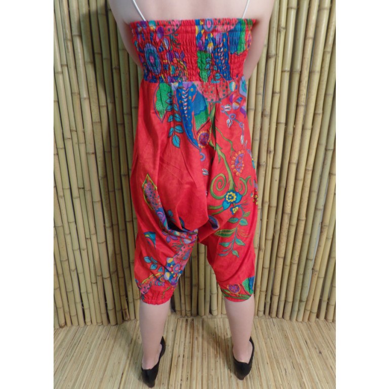 Sarouel/bustier floral pomme rouge