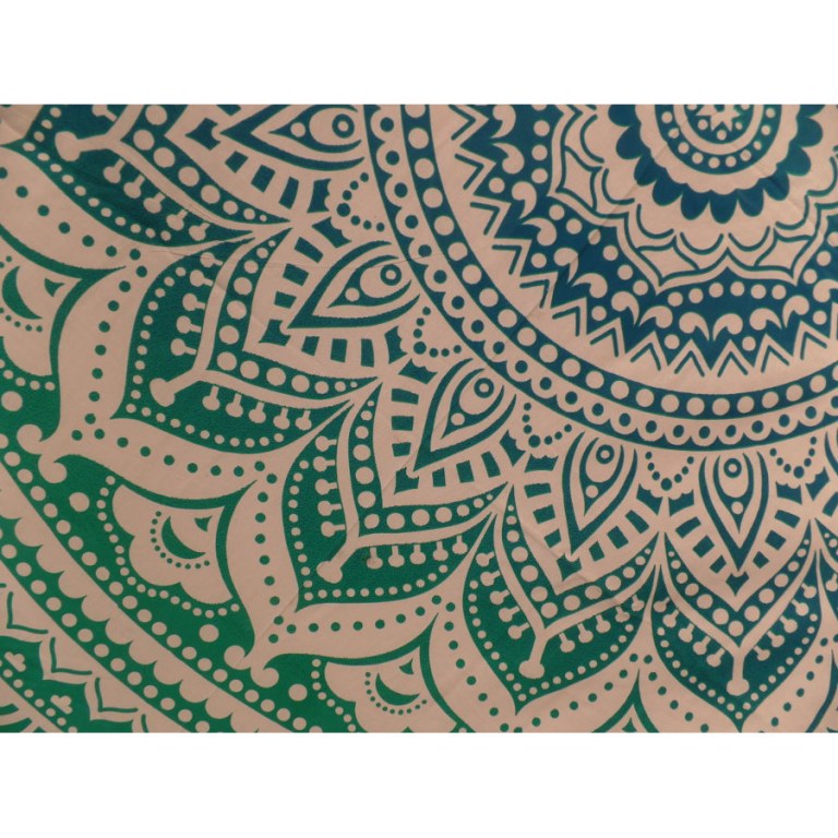 Tenture maxi blanche lotus bleu/vert