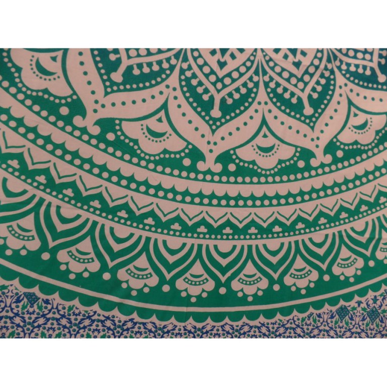 Tenture maxi blanche lotus bleu/vert
