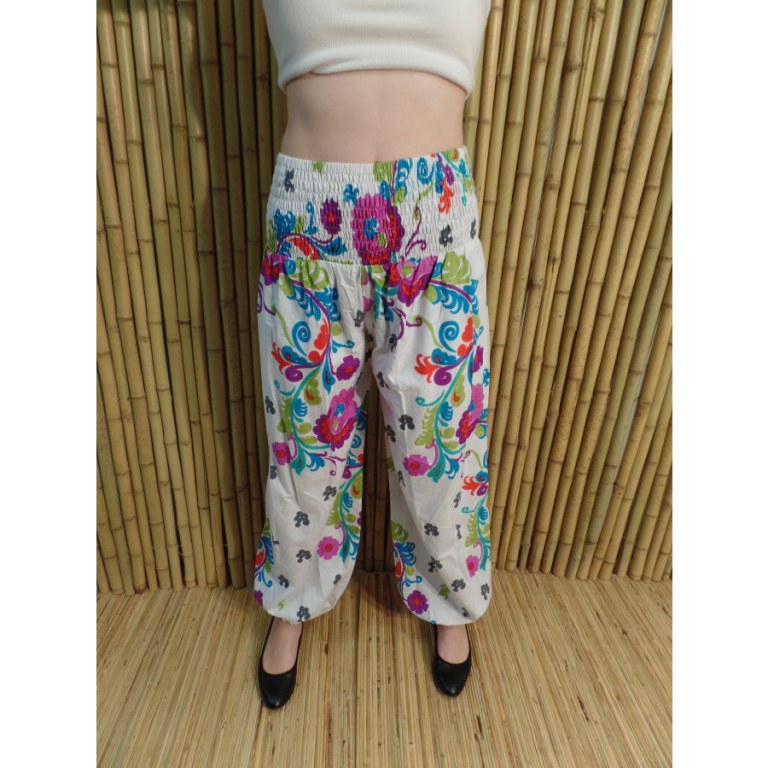 Pantalon blanc flowers