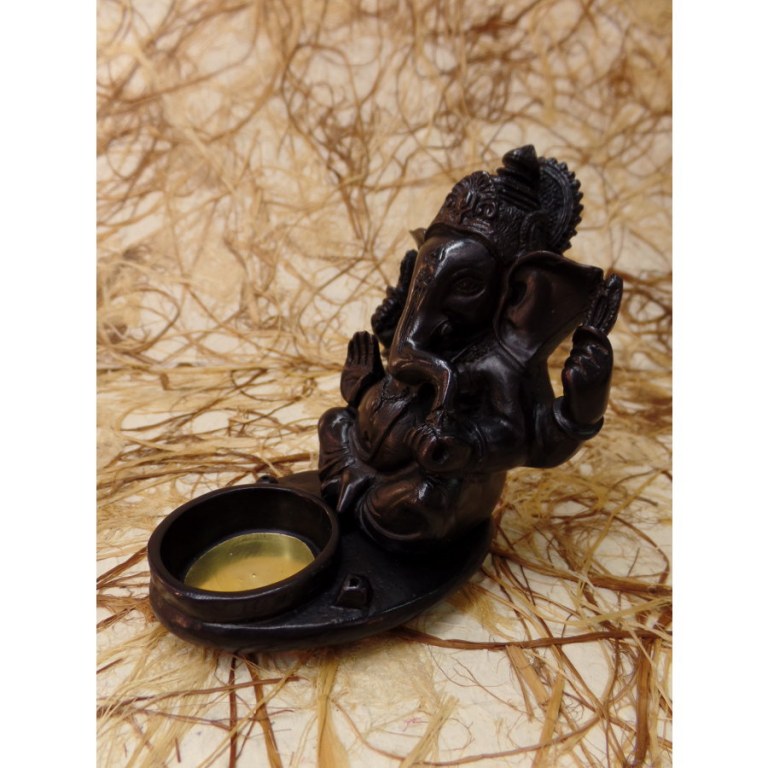 Porte encens/porte bougie noir Ganesh