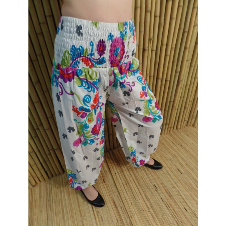 Pantalon blanc flowers