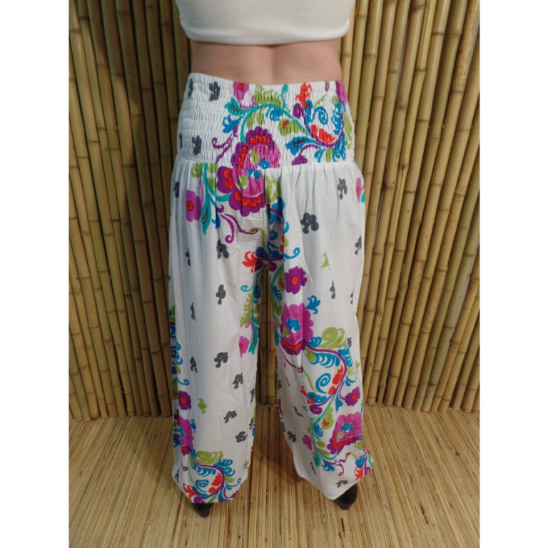 Pantalon blanc flowers