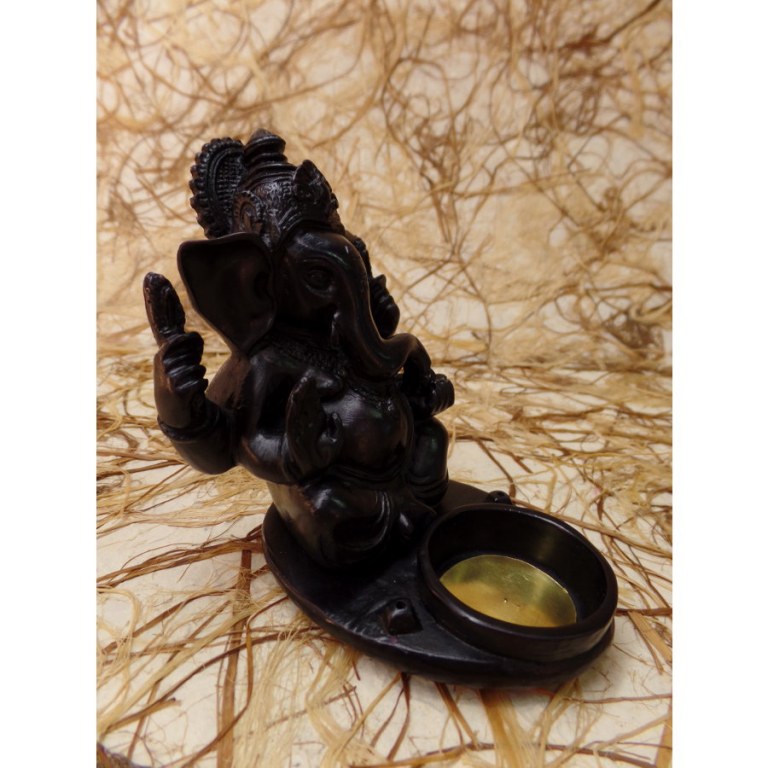 Porte encens/porte bougie noir Ganesh