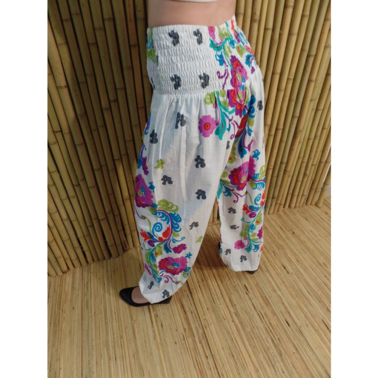 Pantalon blanc flowers