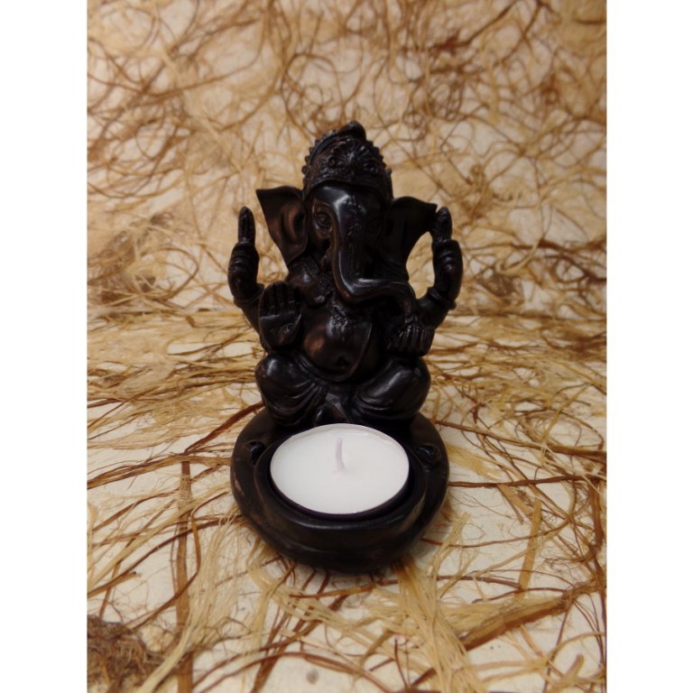 Porte encens/porte bougie noir Ganesh