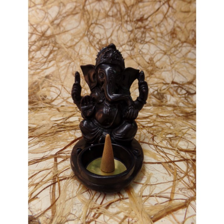 Porte encens/porte bougie noir Ganesh