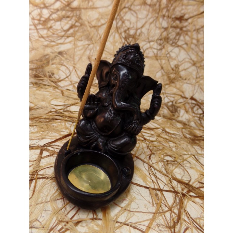 Porte encens/porte bougie noir Ganesh